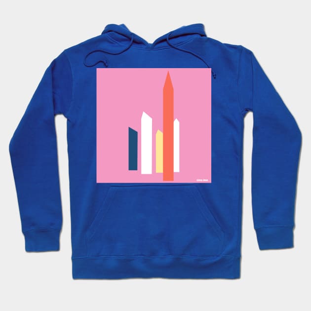 satellite towers art in mexican landscape wallpaper of modern architecture ecopop pink Hoodie by jorge_lebeau